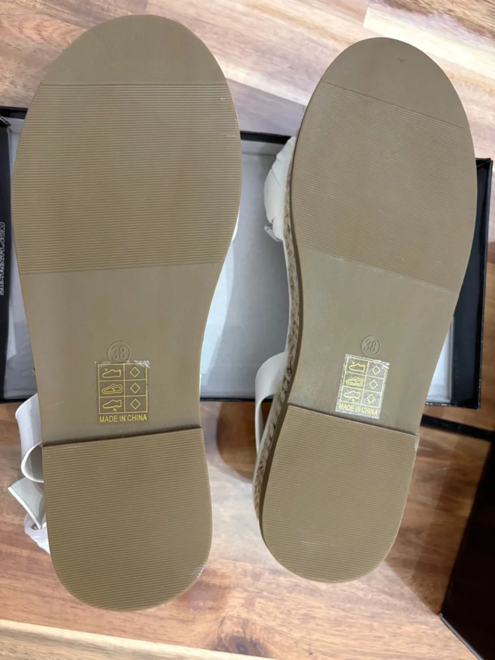 NIB Flawed Sz 7 White PU Plait Detail Strappy Espadrille Sandals Platform Shoes